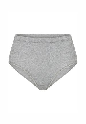 Grijze high-waisted slip van zachte stof met een gladde textuur. Heeft een brede tailleband en naadloze randen voor optimaal comfort.