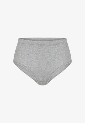 Grijze high-waisted slip van zachte stof met een gladde textuur. Heeft een brede tailleband en naadloze randen voor optimaal comfort.