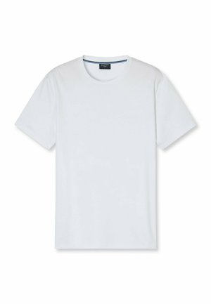 White short-sleeve T-shirt made of smooth cotton. Features a round neckline and minimalistic design with no visible patterns or accents.
