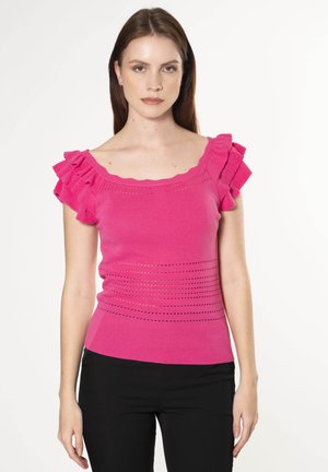 INFLUENCER FRILLED  - T-shirt print - azalea