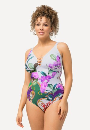 Ulla Popken ORCHID PRINT - Maillot de bain - snow white