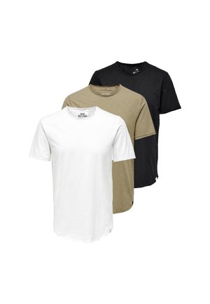3ER PACK - T-Shirt basic - beige   schwarz   weiß