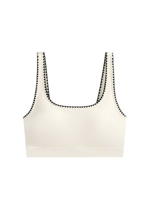 OYSHO, MEDIUM-SUPPORT COMFORTLUX SPORTS BRA WITH CONTRAST SEAMS - Brassière - pale ecru