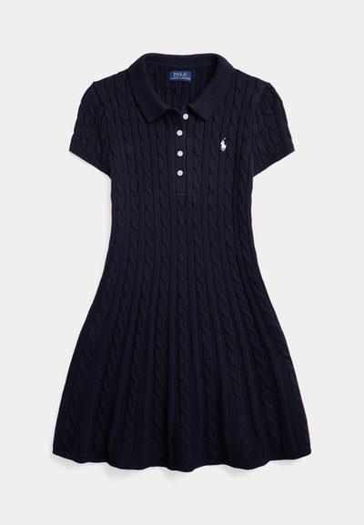 Polo Ralph Lauren CABLE-KNIT COTTON POLO SWEATER DRESS 7-14Y - Strickkleid - navy
