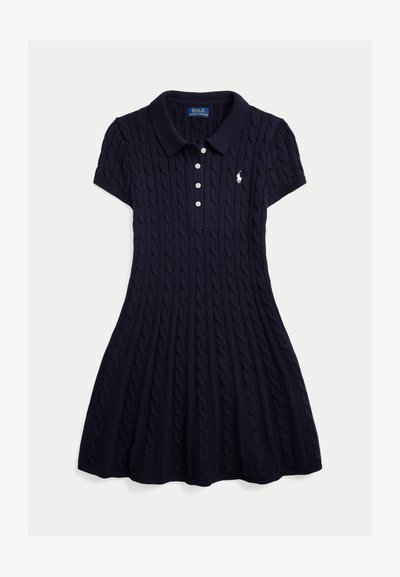Polo Ralph Lauren CABLE-KNIT COTTON POLO SWEATER DRESS 7-14Y - Strickkleid - navy