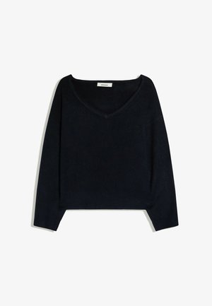 Bershka, SOFT TOUCH V-NECK - JUMPER - Pullover - dark blue