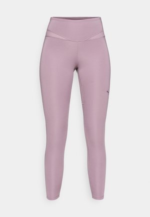 Helle lila Leggings aus dehnbarem Material, mit einem hohen Bund und dezenten Nahtdetails. Enthält ein kleines Logo an der Seite.