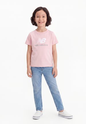 New Balance STACKED LOGO TEE - Trükipildiga T-särk - pink chalk