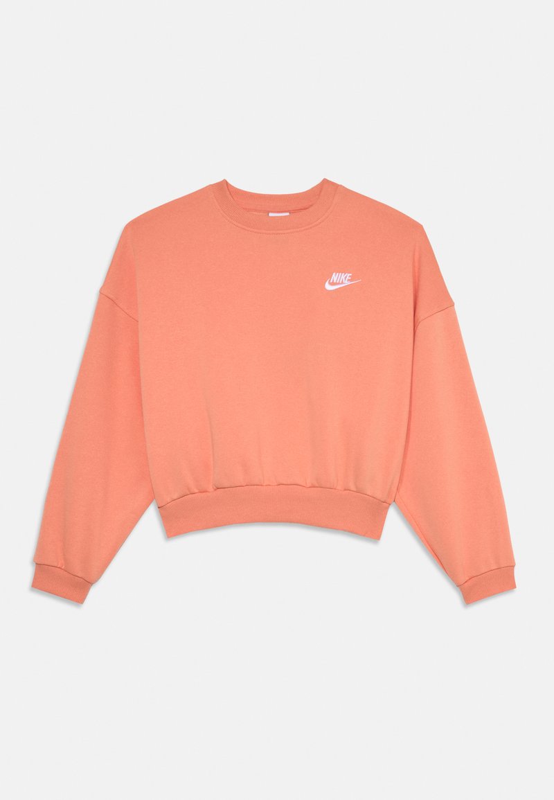 Κοντό φούτερ σε κοραλλί από μαλακό ύφασμα. Διαθέτει μακριά μανίκια, ριγέ επενδύσεις στα μανίκια και λευκό λογότυπο Nike στο στήθος.