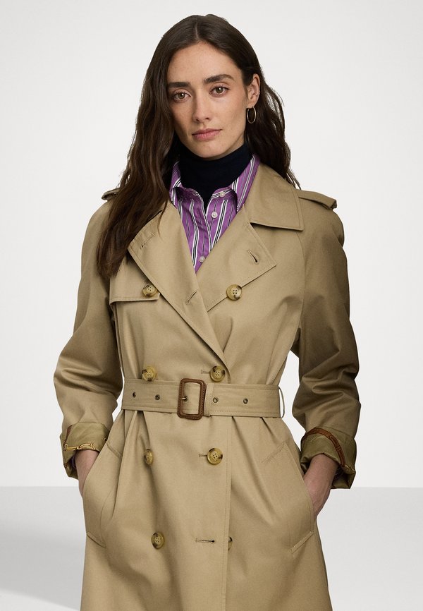 DOUBLE BREASTED BELTED TRENCH COAT - Trenchcoat - birch tan