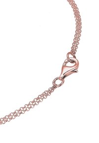 Halskette aus Roségold mit einem filigranen Gliederdesign, das an einem Ende einen Karabinerverschluss für sicheren Halt verfügt. Glatte Textur und polierte Oberfläche.