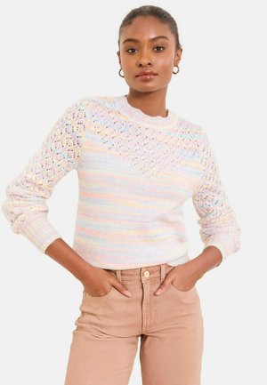 REGULAR FIT - POINTELLE STITCH LONG SLEEVE CREW NECK  - Pullover - multicolour with wool