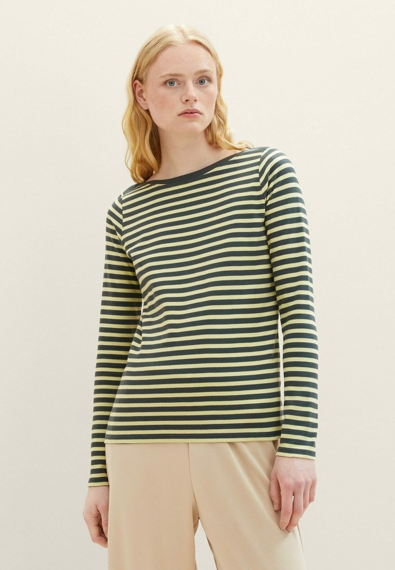 TOM TAILOR DENIM Camiseta de manga larga - tonal green stripe