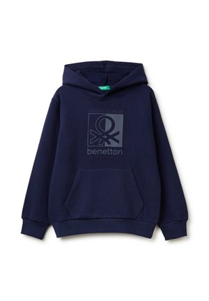 BRUSHED WITH CUFFS AND HEM LOGO PRINT ON FRONT - Felpa con cappuccio - blue