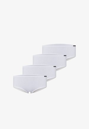 Weiße Baumwollslips im 4er-Pack, mit einem glatten, dehnbaren Design, einem niedrig sitzenden Bund und einem kleinen Logoetikett am Bund.