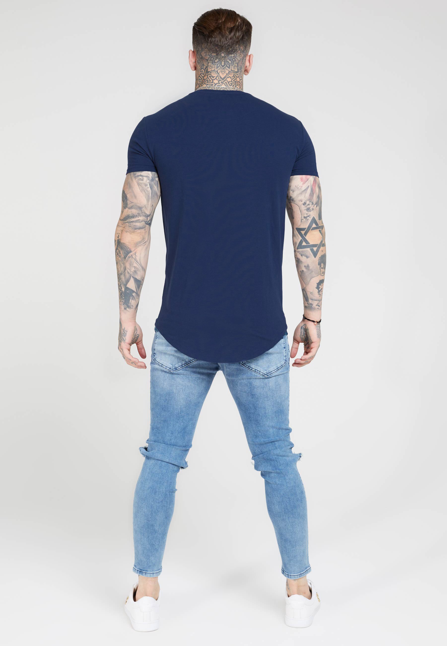 Camiseta SIkSilk Rib Azul Marino Hombre