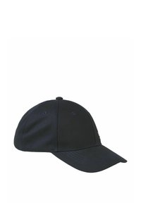 Casquette de baseball marine en coton avec une visière incurvée, six œillets de ventilation et un bouton sur le dessus. Design simple sans logos ni motifs visibles.