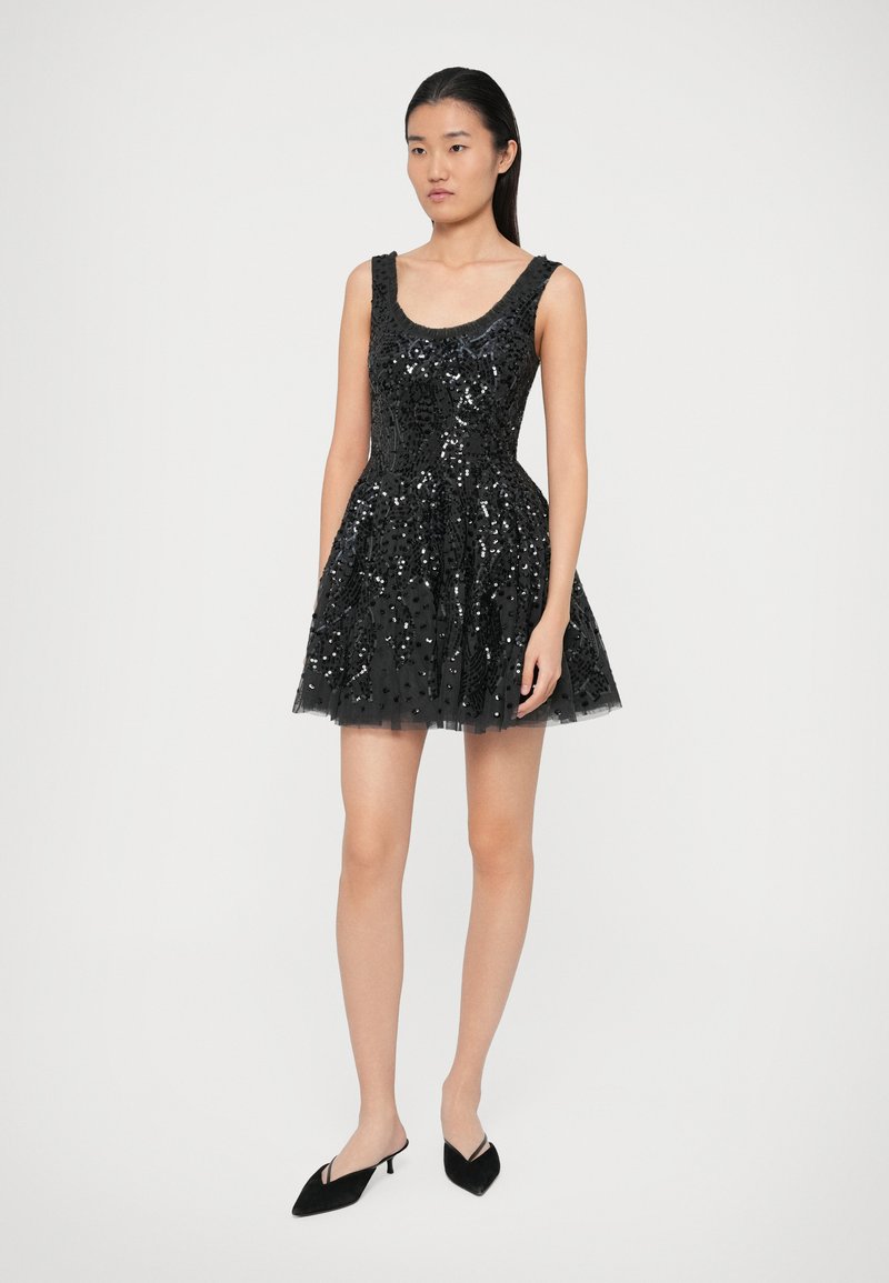Needle & Thread SEQUIN RIBBON SCOOP NECK MICRO DRESS - Cocktail dress /  Party dress - black - Zalando.ie