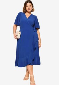 Curves Like These FLUTTER SLEEVE WRAP REGULAR FIT - Vardagsklänning - blue