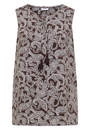 Cecil, BLOUSE TOP WITH SPLIT NECK AND PRINT - Blouse - brown cacao
