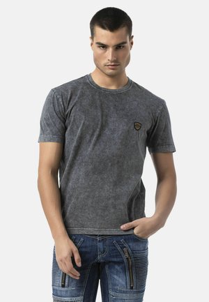 Cipo & Baxx, T-SHIRT IM RELAX FIT MIT WASCHUNG UND PATCH - T-shirt basic - dunkelgrau