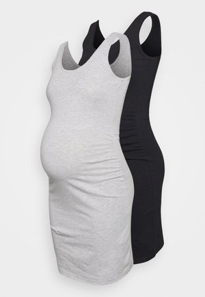 Even&Odd Maternity 2ER PACK - Φόρεμα από ζέρσεϊ - black - mottled grey