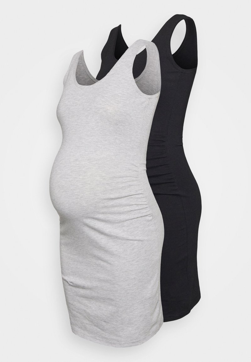 Even&Odd Maternity 2ER PACK - Φόρεμα από ζέρσεϊ - black - mottled grey