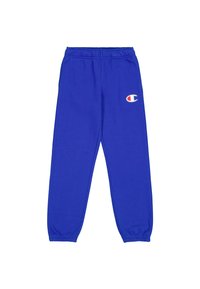Blauwe sweatpants van een katoenmix met een elastische tailleband, cuffed enkels en een klein logo aan de linkerkant.