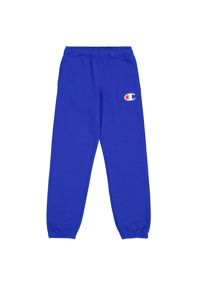 Blauwe sweatpants van een katoenmix met een elastische tailleband, cuffed enkels en een klein logo aan de linkerkant.