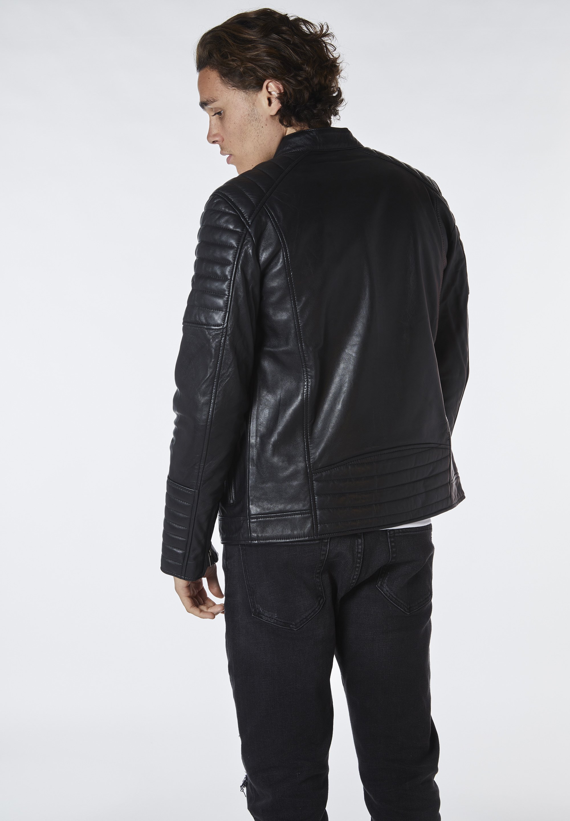 Bolongaro Trevor QUILTED RACER - Leather jacket - schwarz