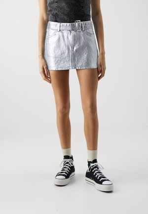 ONLNICKI MINI BELT FOIL SKIRT  - Minisvārki - grey denim