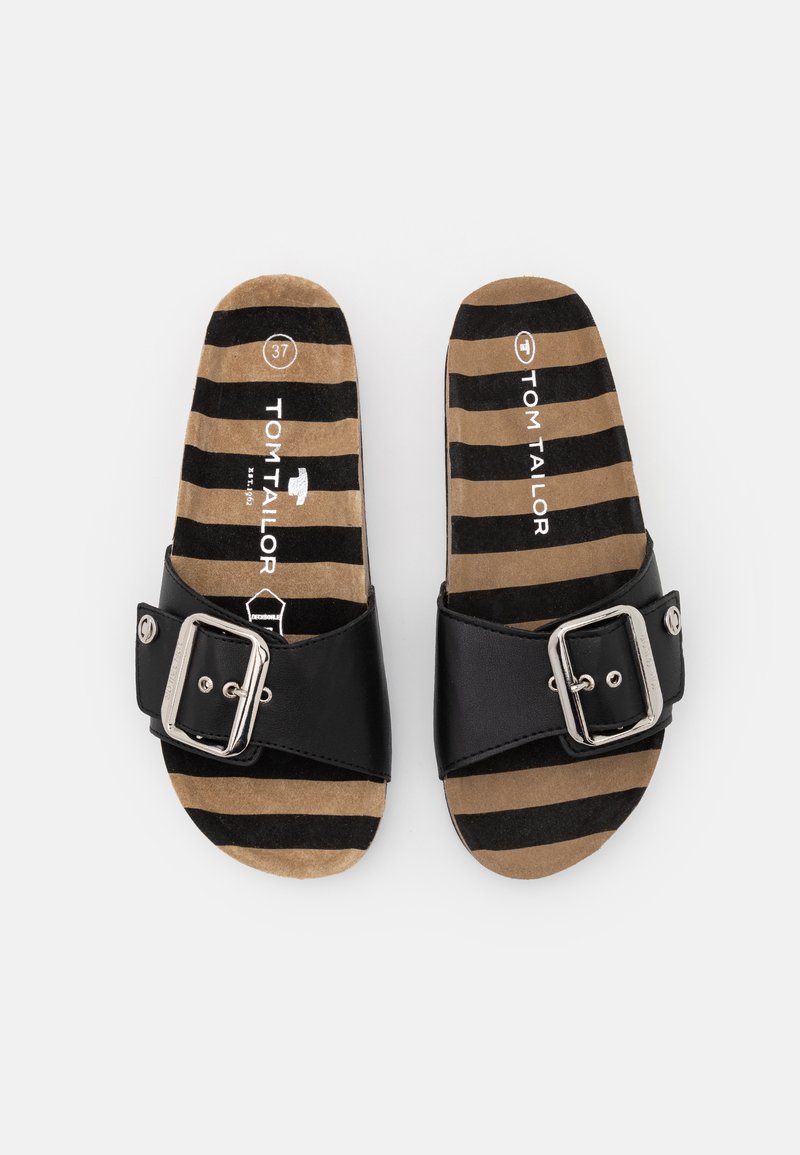 Damen Flache Pantoletten | TOM TAILOR Pantolette flach black/schwarz - JX89574 Damen Flache Pantoletten | TOM TAILOR Pantolette flach black/schwarz - JX89574