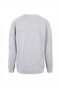 Grijze sweatshirt met lange mouwen, ronde hals, geribde manchetten en zoom, gemaakt van zachte stof, met een effen ontwerp zonder patronen.
