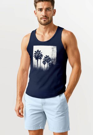 PALMEN VINTAGE STYLE FRONTPRINT BEACH - Top - navy