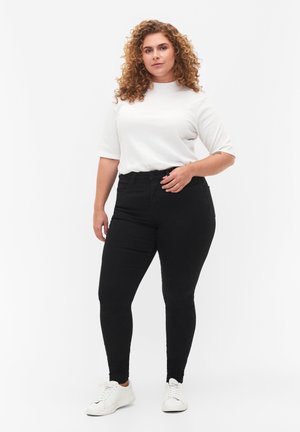 Zizzi MIT HOHER TAILLE - Slim fit jeans - black