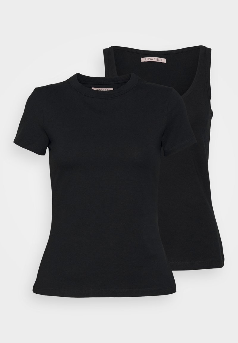 Damen T-Shirts | Anna Field 2 PACK Top black/schwarz - UI77383 Damen T-Shirts | Anna Field 2 PACK Top black/schwarz - UI77383
