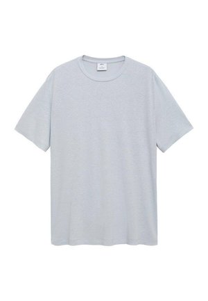 Tricou din bumbac gri deschis, cu guler rotund și mâneci scurte. Textură uniformă, design simplu, fără modele sau accente vizibile.