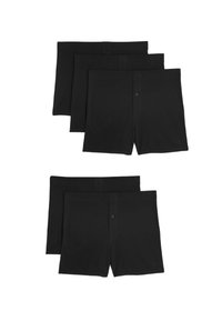 Confezione di quattro boxer neri, realizzati in tessuto morbido. Presentano un bottone per la chiusura e una cintura elastica per il massimo comfort.
