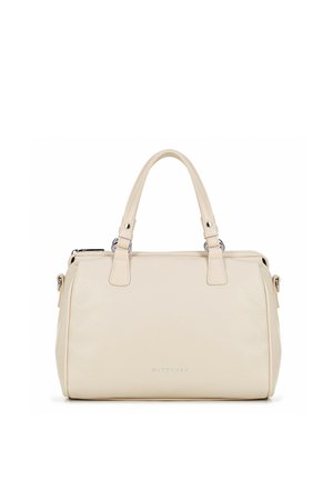 Kremowa torebka ze skóry o fakturze, z dwoma uchwytami, srebrnymi okuciami i zamkiem błyskawicznym, z logo Wittchen na środku przodu.