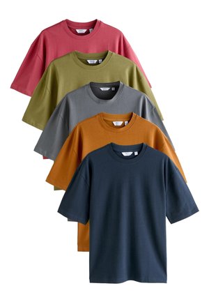Next REGULAR FIT 5 PACK - T-shirt basique - orange grey green navy blue red