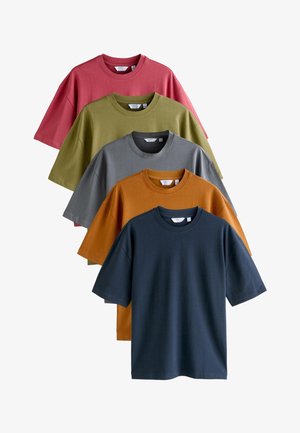 Next REGULAR FIT 5 PACK - T-shirt basique - orange grey green navy blue red