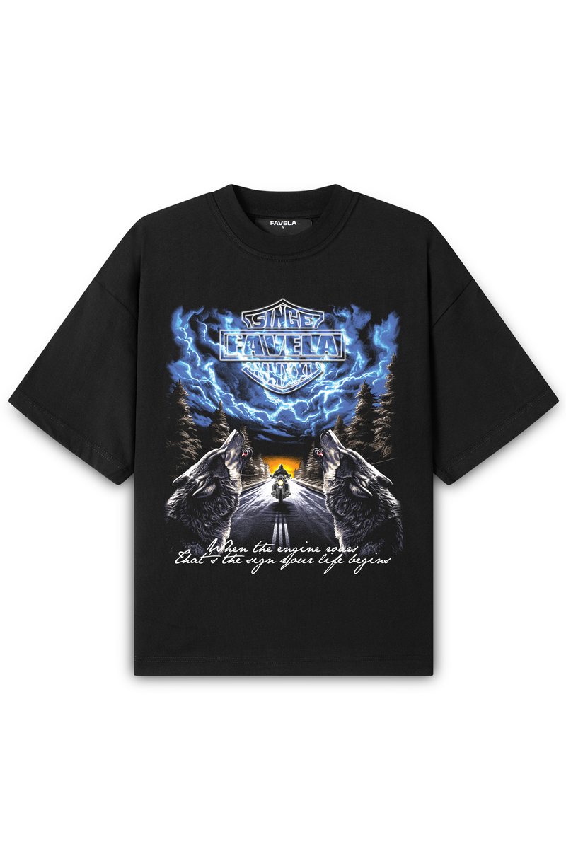 FAVELA T-shirt print zwart