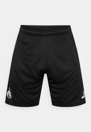 Sorte atletikshorts lavet af glat, let materiale. Har elastisk taljebånd og hvide logoaccenter på venstre ben.