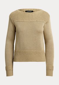 Cotton Blend Boatneck Jumper - Pulover - camel