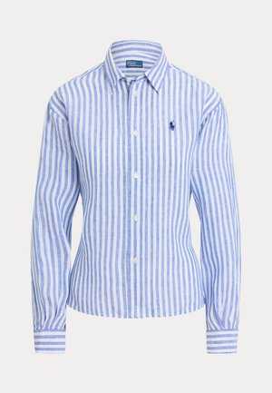Polo Ralph Lauren WIDE CROPPED GINGHAM LINEN SHIRT - Cămașă - gala blue/white