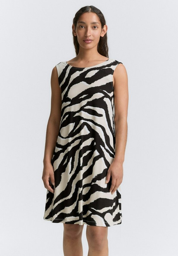 MIT RÜCKENDETAIL - Jerseykleid - abstract beige zebra