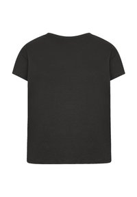 Black short-sleeve t-shirt made of soft cotton. Crew neck design, with a smooth texture and a straight cut. No visible prints or accents.