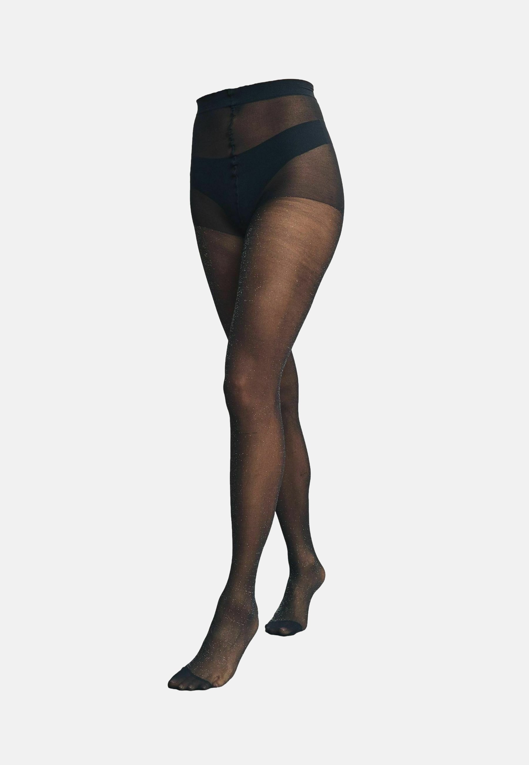 Collant Fantaisie Wolford ART DÉCO - Noir/Argent Pailleté (Glitter) - Taille S - 25 Deniers - Neuf Autriche