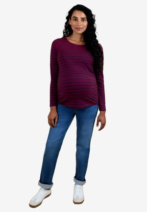 STRIPE MATERNITY NURSING - Tops ar garām piedurknēm - berry