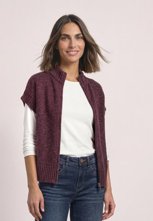 Street One, SLEEVELESS CARDIGAN WITH TURTLENECK AND ZIP - Gilet - rustic rouge mel